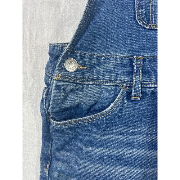 Levis Denim Shortall 7 Reg Kids Blue Jean Shorts Overalls Bib - Picture 3 of 10